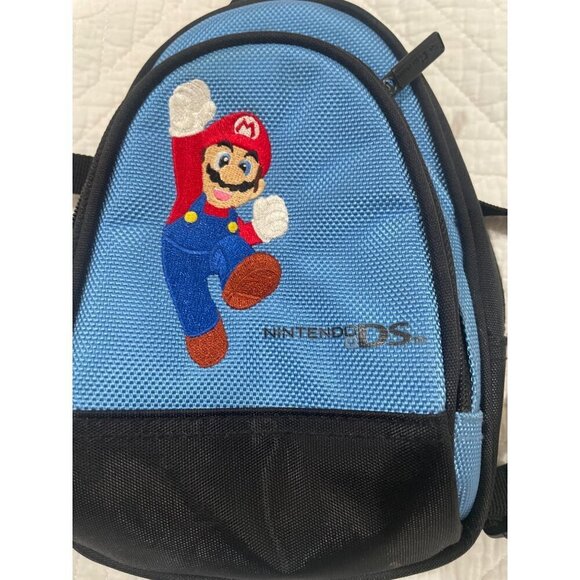 Super Mario Mini Backpack Carrying Case Nintendo DS Blue & black - Picture 2 of 8